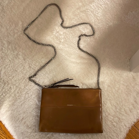 Coach Handbags - Coach Chestnut Leather Crossbody Bag with Chain